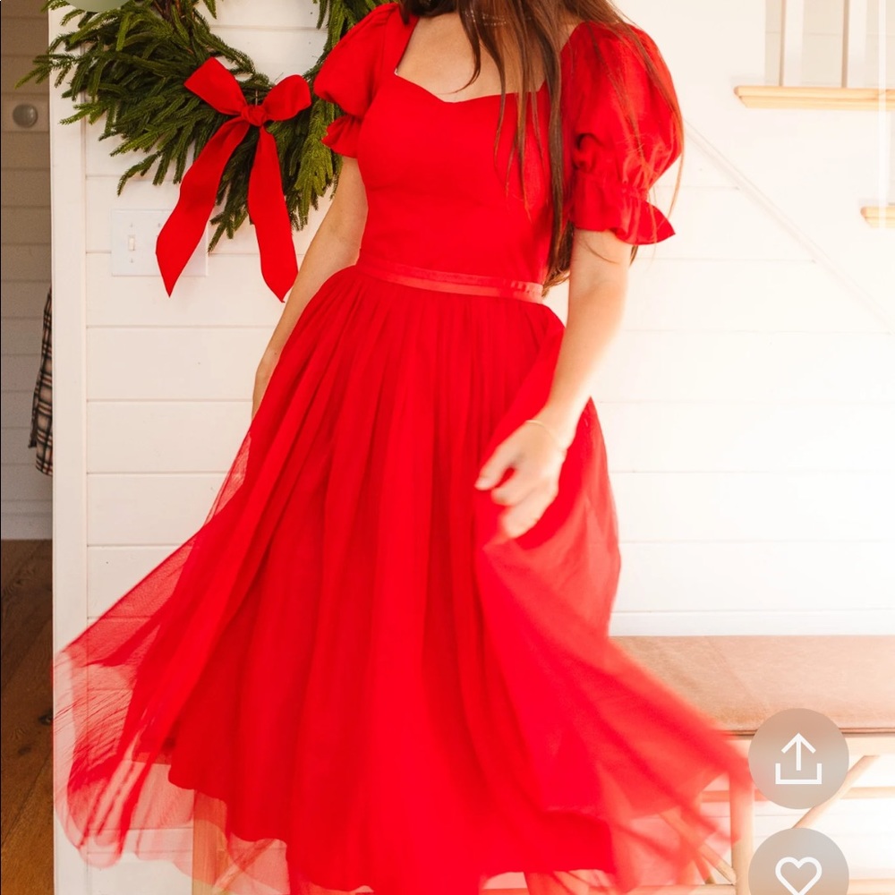 Ivy City Co Ballerina Dress in Red - Size medium - Holiday dress
